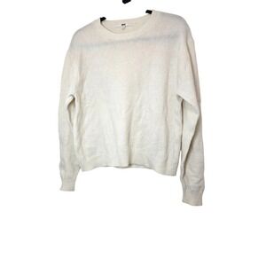 Uniqlo Women's M Beige Indie Preppy Glam100% Wool Crewneck Sweater